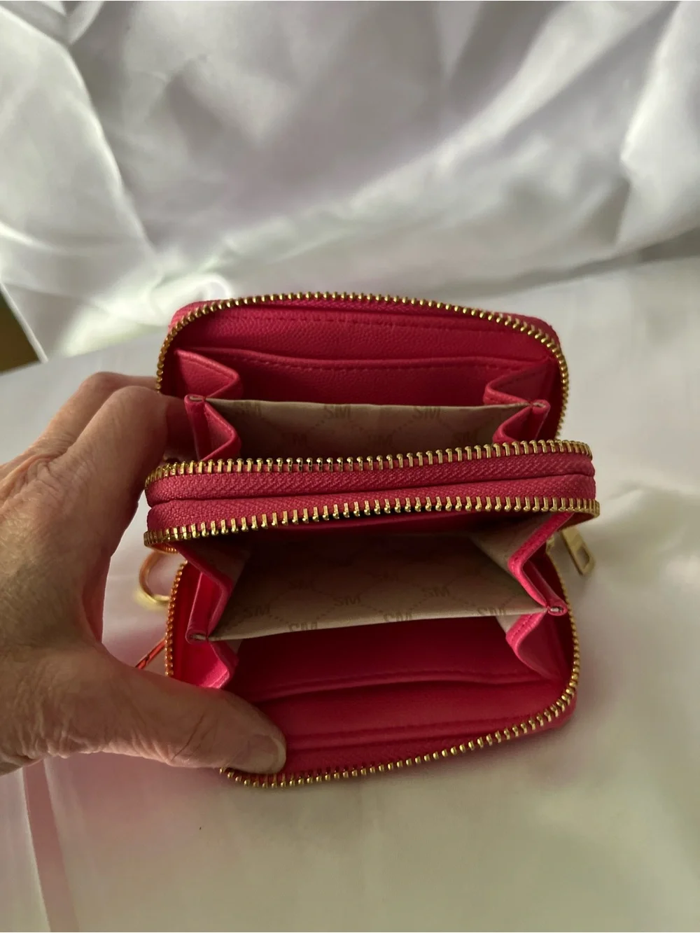 Steve Madden Pink Key & Card Holder with Gold Hardware